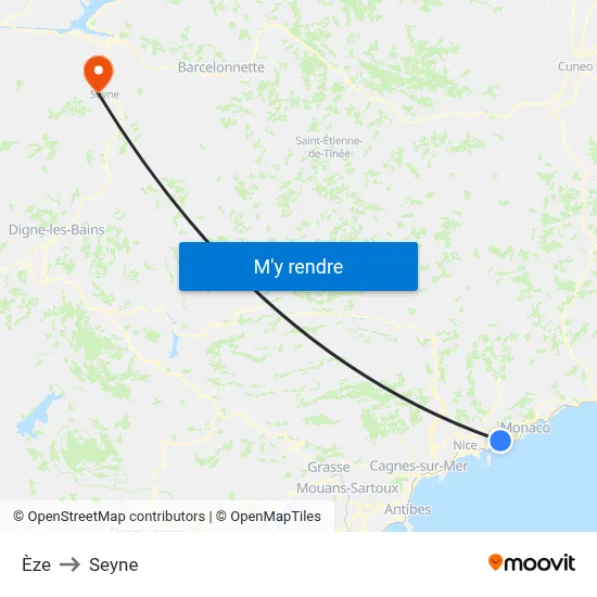 Èze to Seyne map