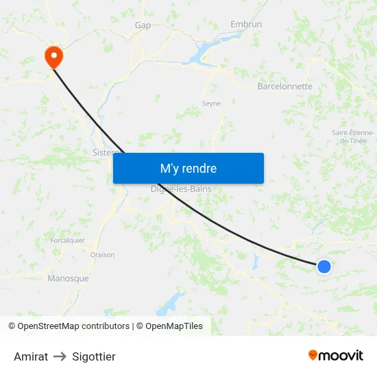 Amirat to Sigottier map