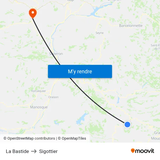La Bastide to Sigottier map