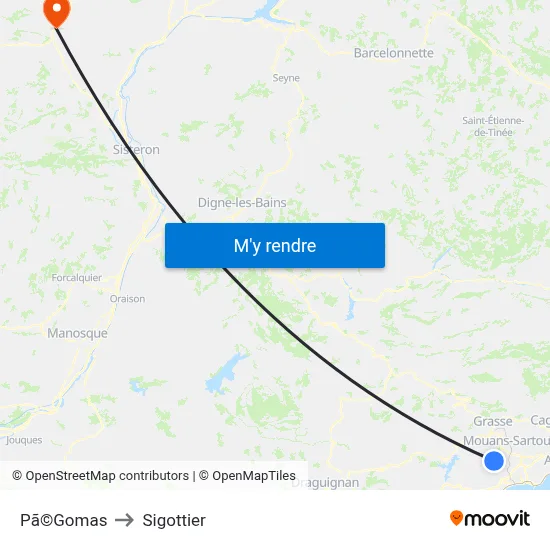 Pã©Gomas to Sigottier map