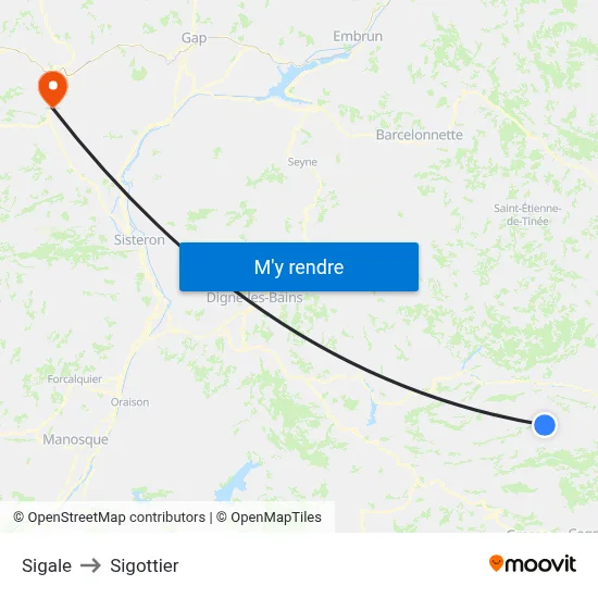 Sigale to Sigottier map