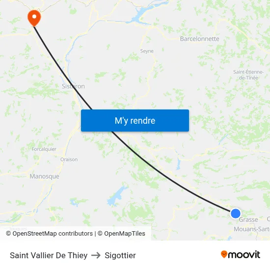 Saint Vallier De Thiey to Sigottier map