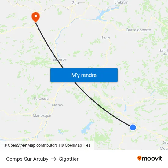 Comps-Sur-Artuby to Sigottier map