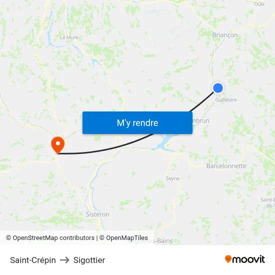 Saint-Crépin to Sigottier map