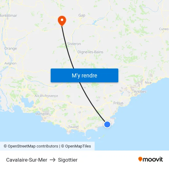 Cavalaire-Sur-Mer to Sigottier map