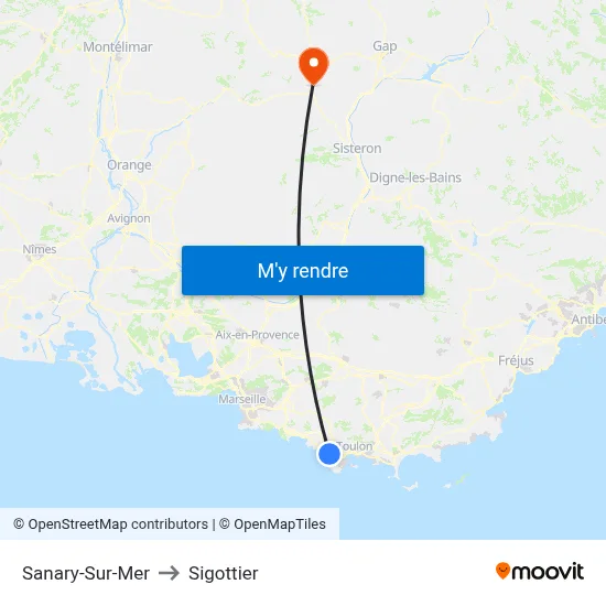 Sanary-Sur-Mer to Sigottier map