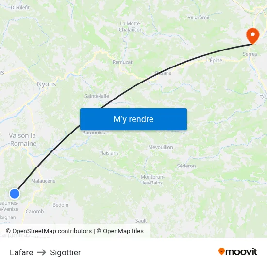 Lafare to Sigottier map