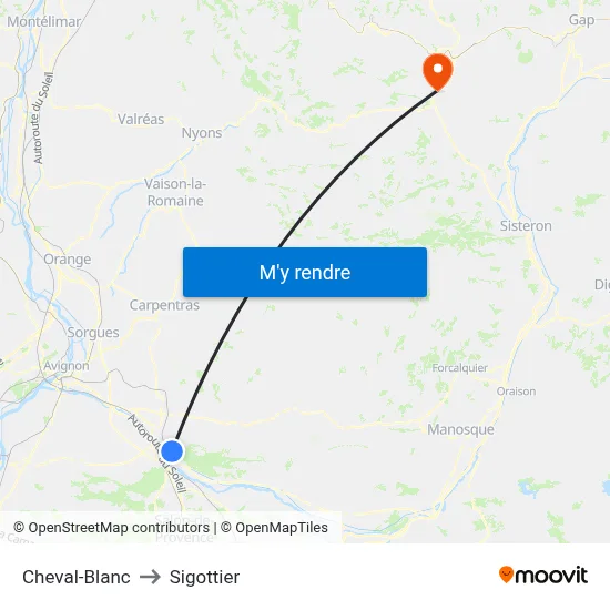 Cheval-Blanc to Sigottier map