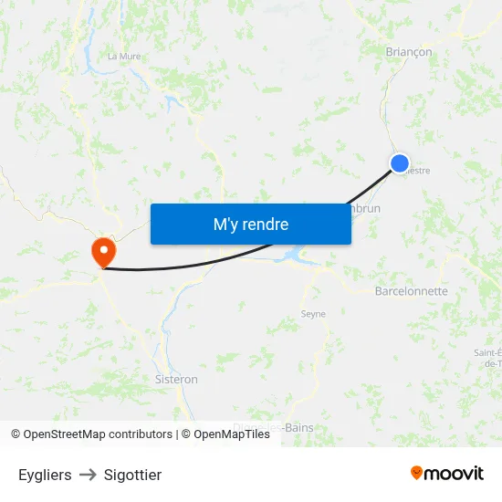 Eygliers to Sigottier map