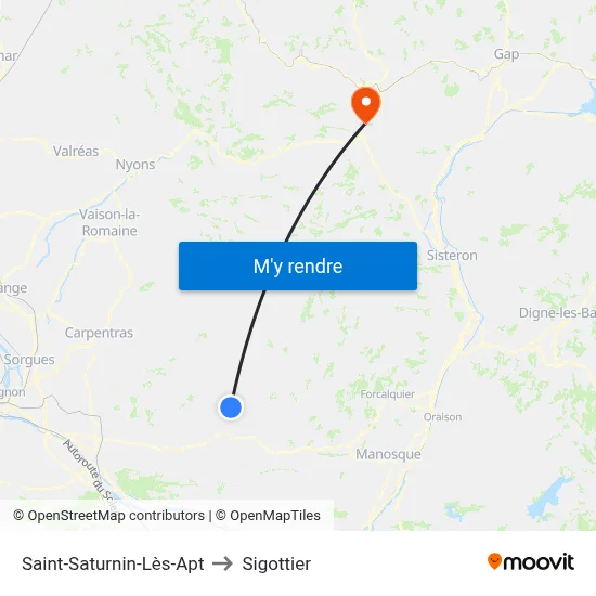 Saint-Saturnin-Lès-Apt to Sigottier map