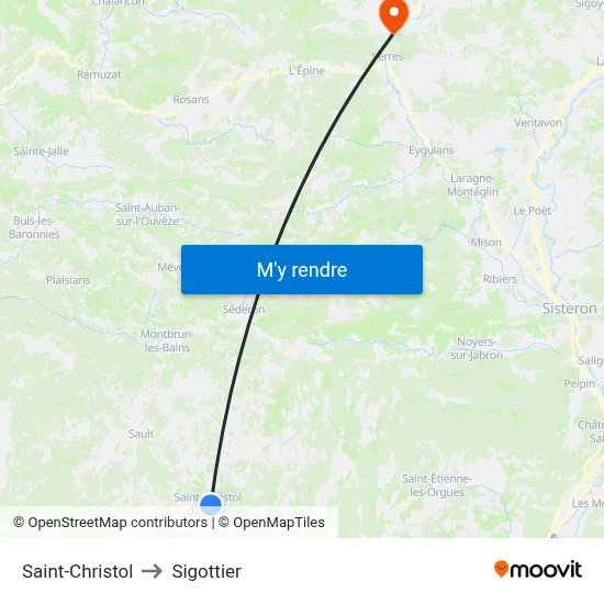Saint-Christol to Sigottier map