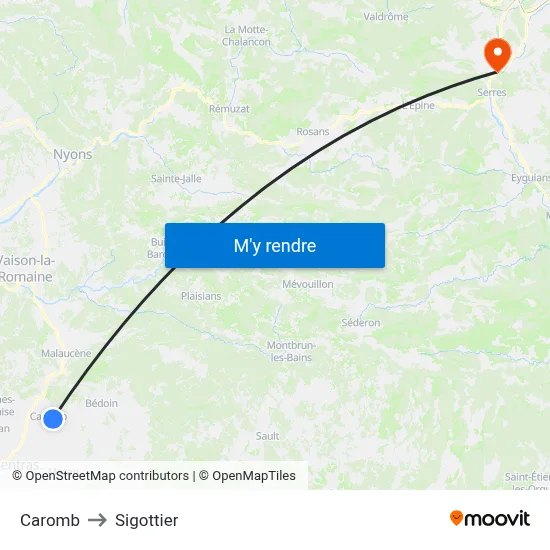 Caromb to Sigottier map