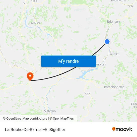La Roche-De-Rame to Sigottier map