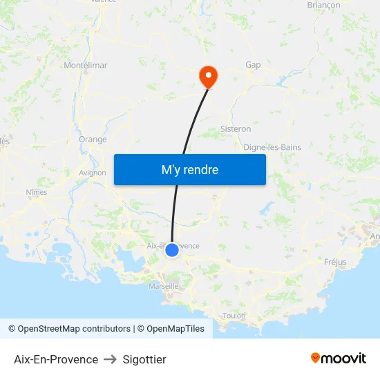 Aix-En-Provence to Sigottier map