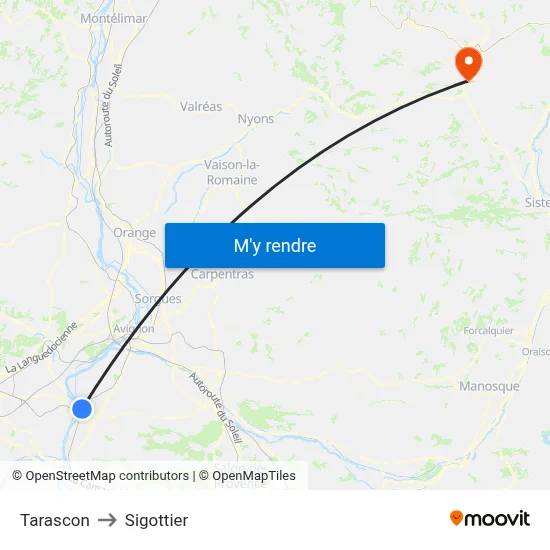 Tarascon to Sigottier map