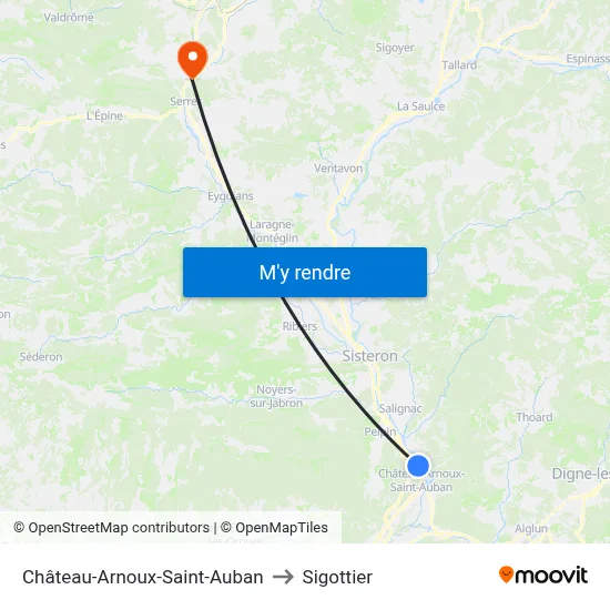 Château-Arnoux-Saint-Auban to Sigottier map