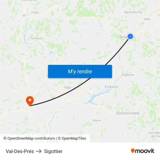 Val-Des-Prés to Sigottier map