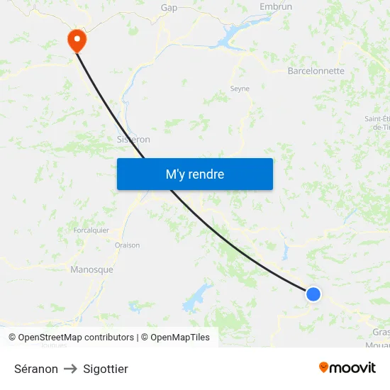 Séranon to Sigottier map
