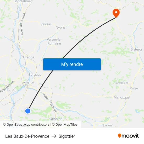 Les Baux-De-Provence to Sigottier map