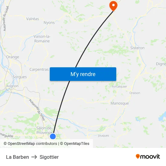 La Barben to Sigottier map