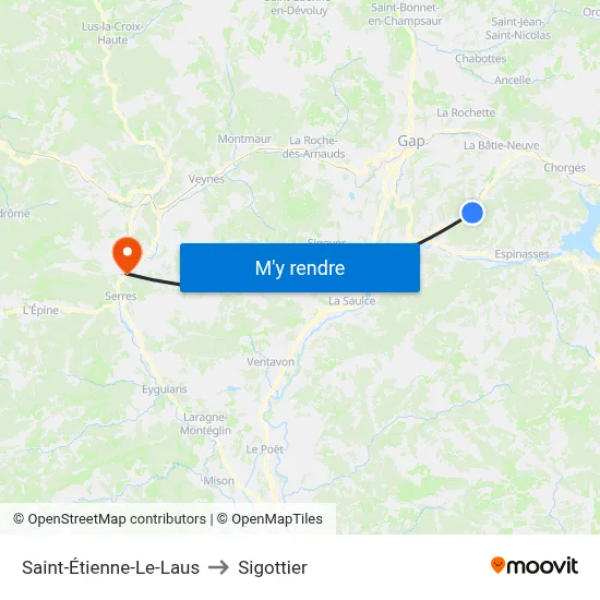 Saint-Étienne-Le-Laus to Sigottier map