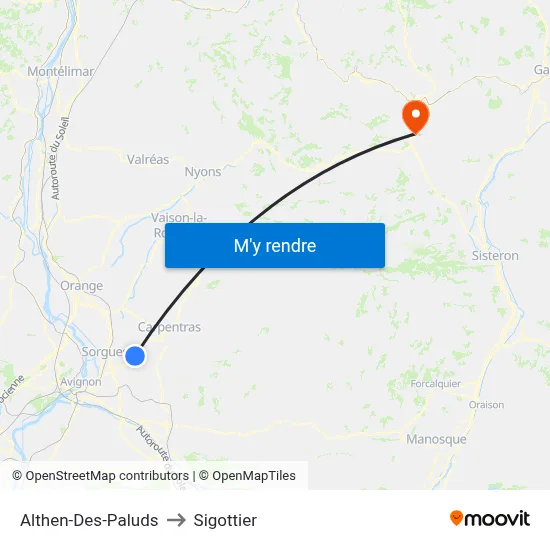 Althen-Des-Paluds to Sigottier map