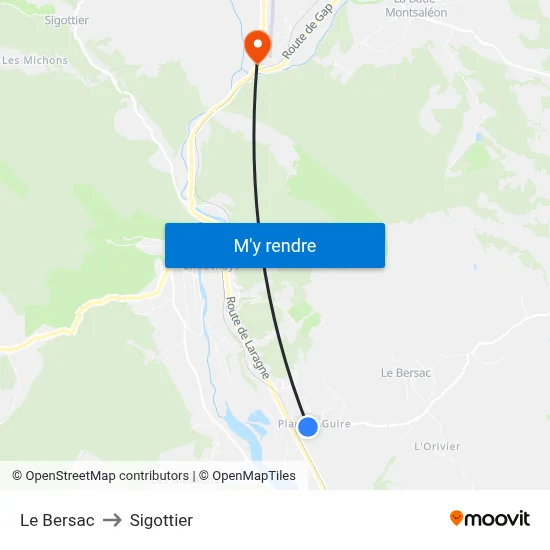 Le Bersac to Sigottier map