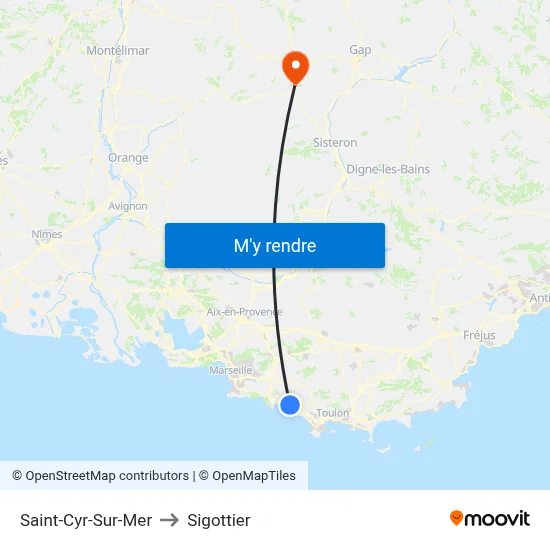 Saint-Cyr-Sur-Mer to Sigottier map