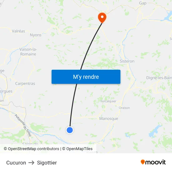 Cucuron to Sigottier map