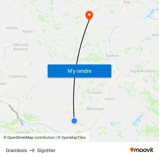 Grambois to Sigottier map