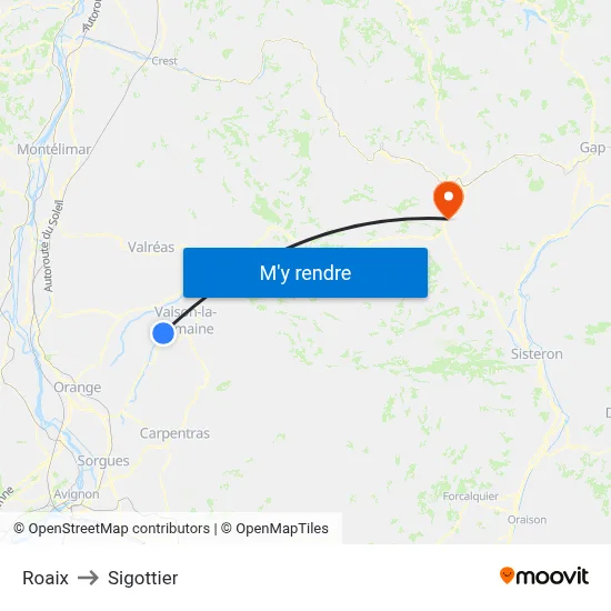 Roaix to Sigottier map