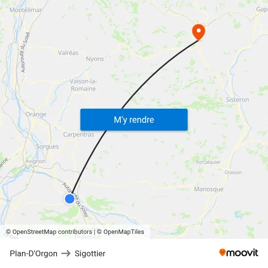 Plan-D'Orgon to Sigottier map