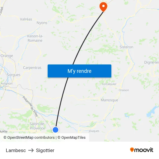 Lambesc to Sigottier map