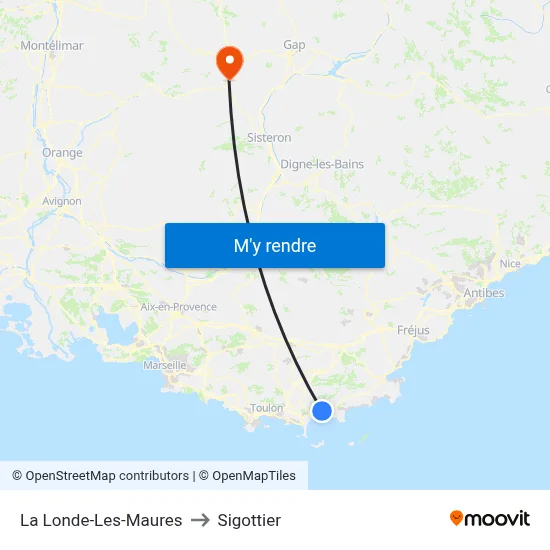 La Londe-Les-Maures to Sigottier map