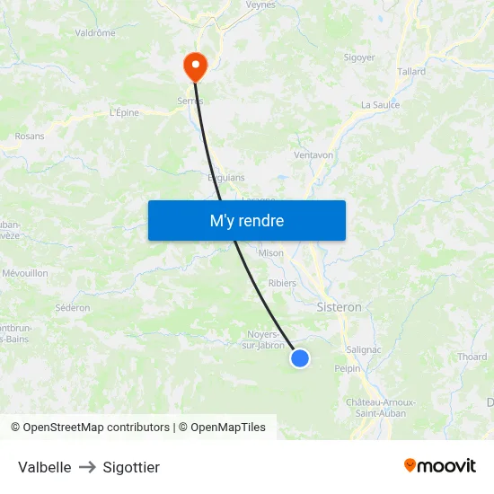Valbelle to Sigottier map