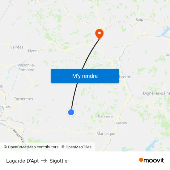 Lagarde-D'Apt to Sigottier map