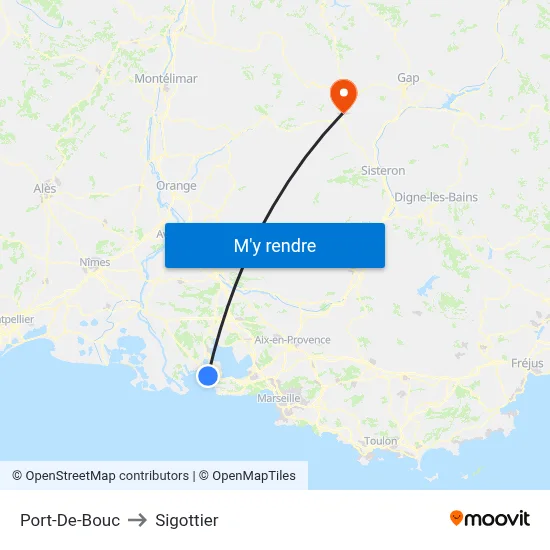 Port-De-Bouc to Sigottier map