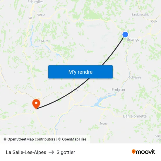 La Salle-Les-Alpes to Sigottier map