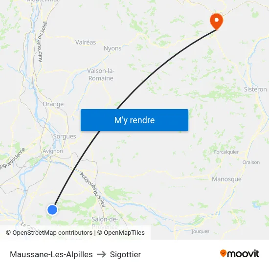 Maussane-Les-Alpilles to Sigottier map