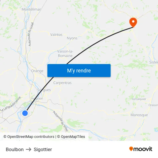 Boulbon to Sigottier map