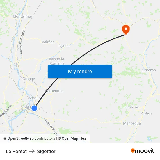 Le Pontet to Sigottier map
