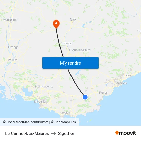 Le Cannet-Des-Maures to Sigottier map