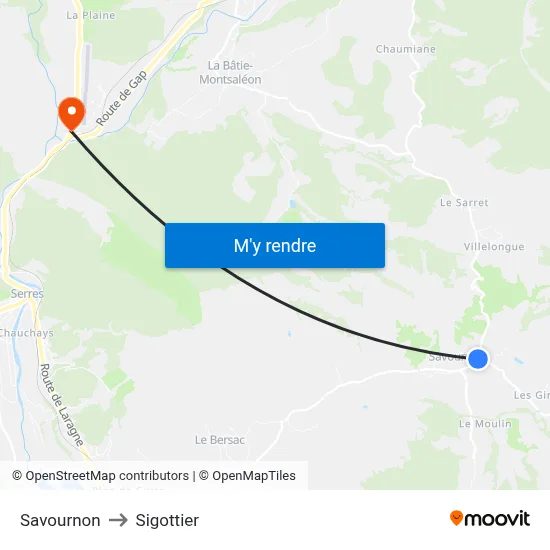 Savournon to Sigottier map