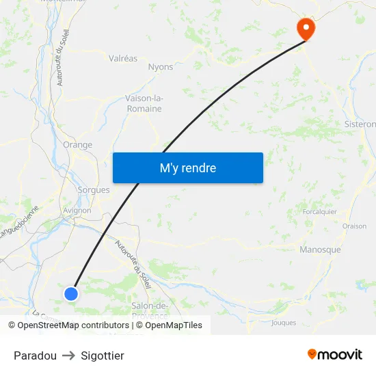 Paradou to Sigottier map