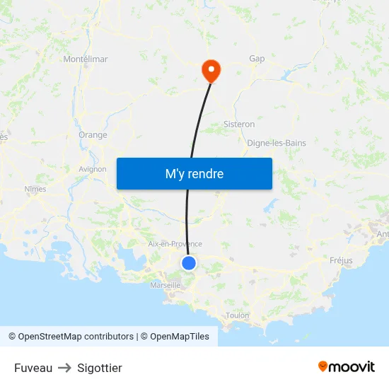 Fuveau to Sigottier map
