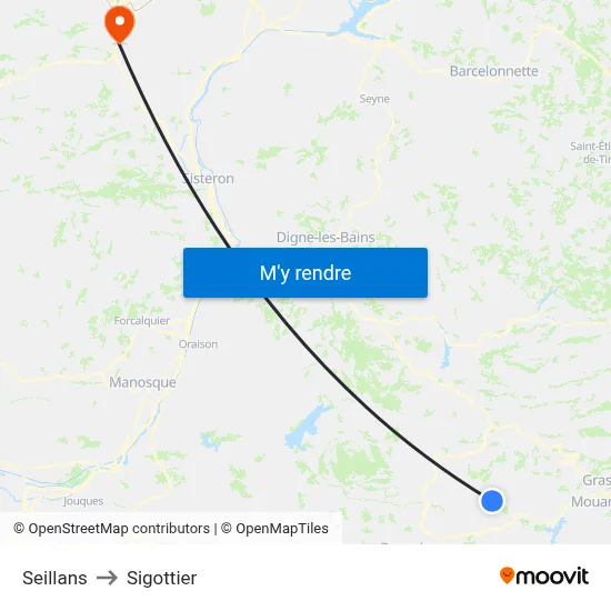 Seillans to Sigottier map