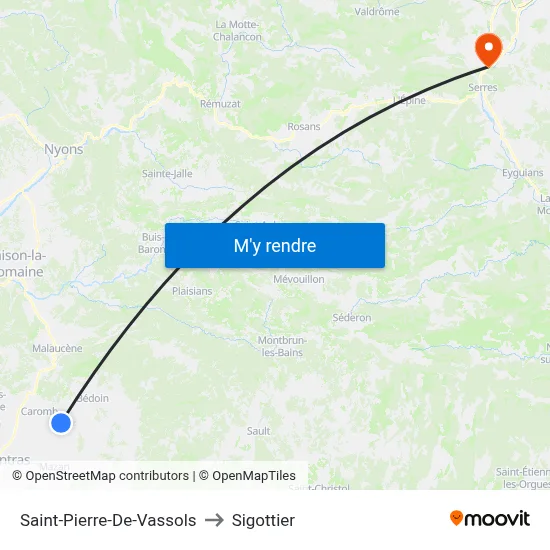 Saint-Pierre-De-Vassols to Sigottier map