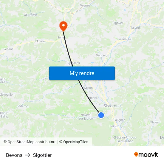Bevons to Sigottier map