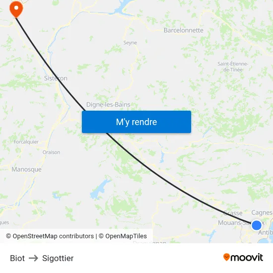 Biot to Sigottier map