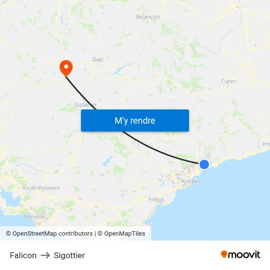 Falicon to Sigottier map